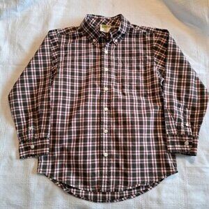Crazy 8 boys size 7/8 or medium brown red and white button up long sleeve shirt